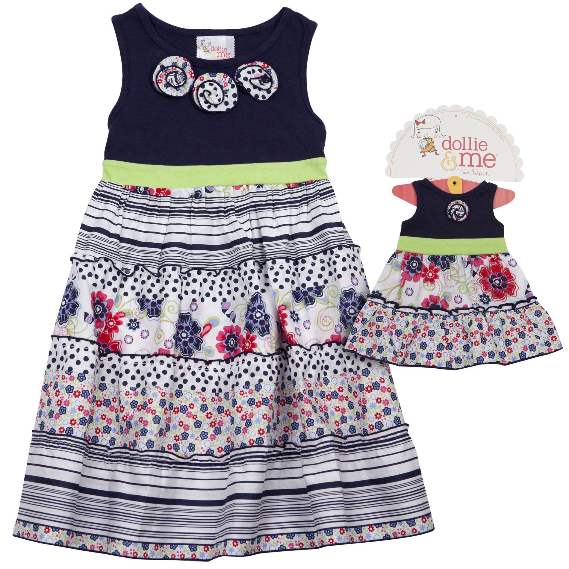 Dollie & Me Girl's 4-6x Sleeveless Multi Mix Pattern Dress