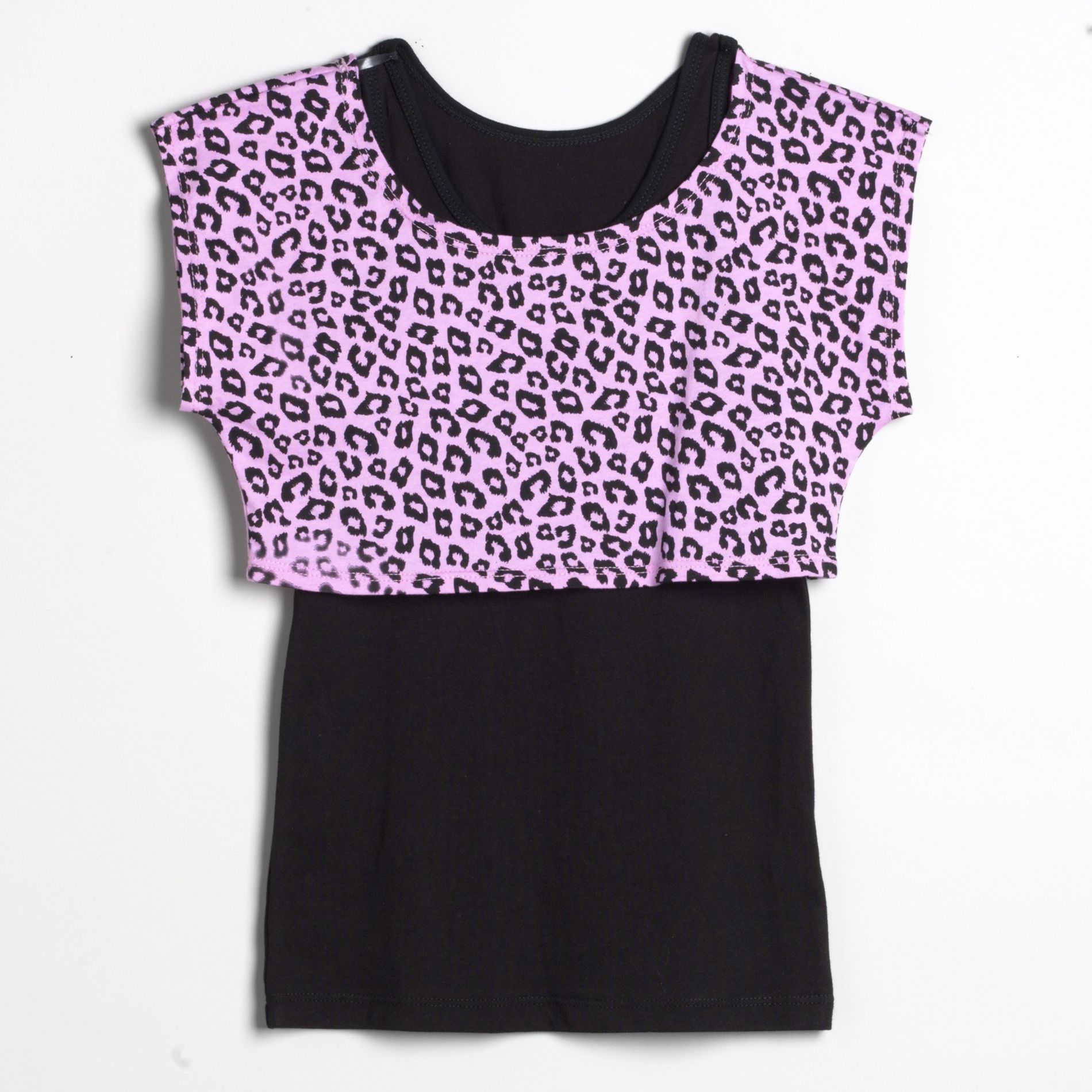 MaDonna Girl's Leopard Spots Print Layered Tank and Top