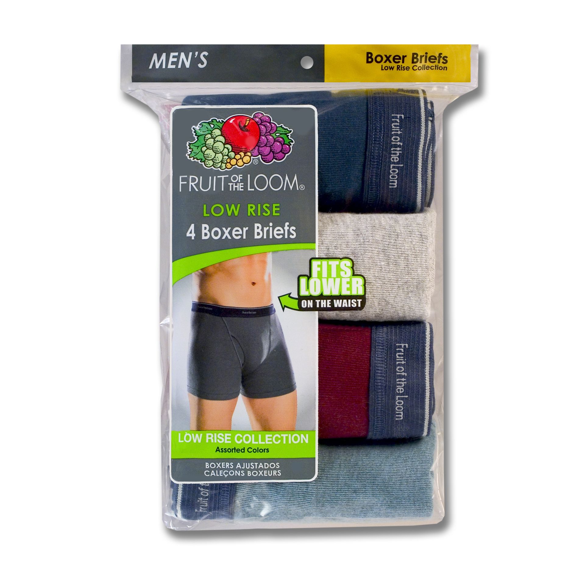 Fruit of the Loom Men's Low Rise Boxer Briefs - Assorted 4 Pack