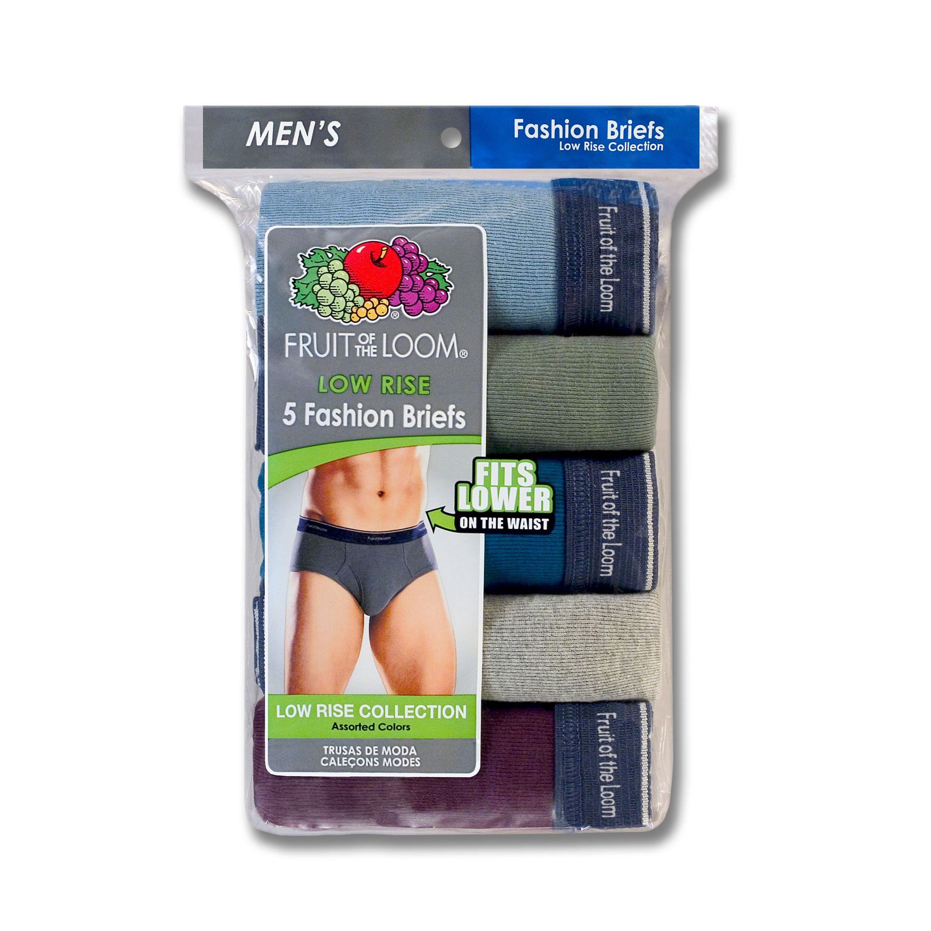 Fruit of the Loom Men's Low Rise Fashion Briefs - Assorted 5 Pack
