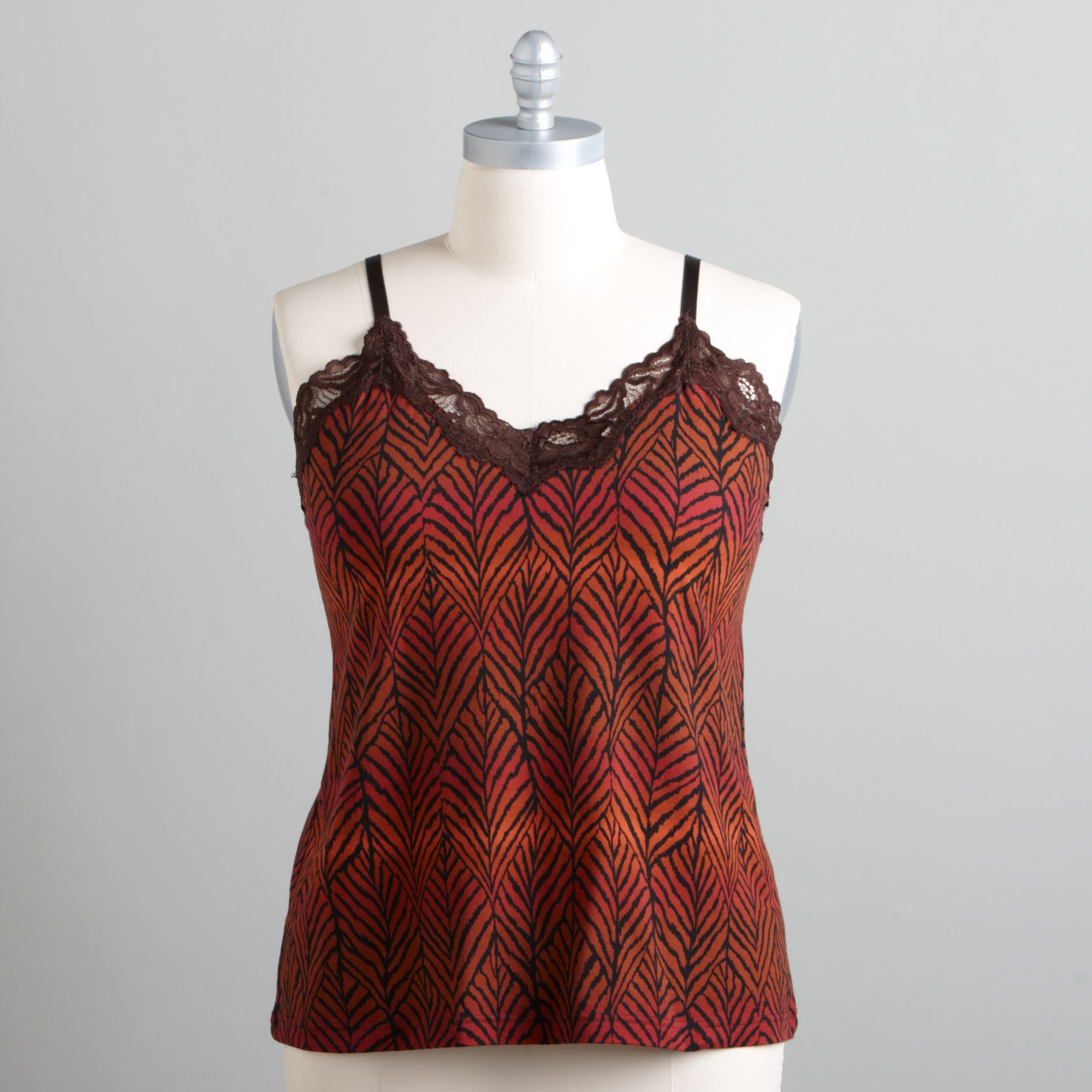 Love Your Style, Love Your Size Women's Plus Long Lace Print Cami