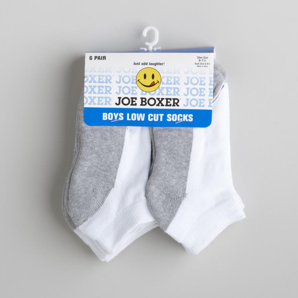 Joe Boxer Boy&#39;s 6-11 Six-Pair Low Cut Socks - Gray/White