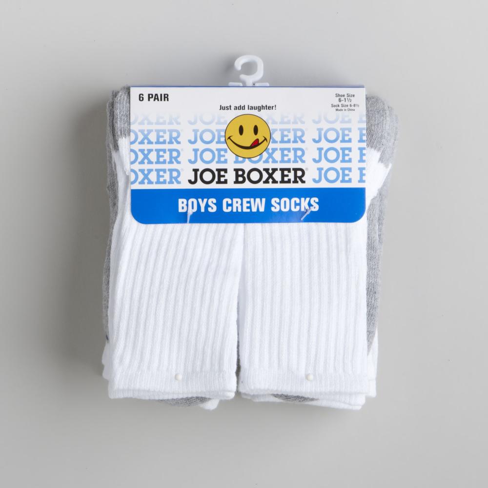 Joe Boxer Boy&#39;s 6-11 Six-Pair Crew Socks - Gray/White