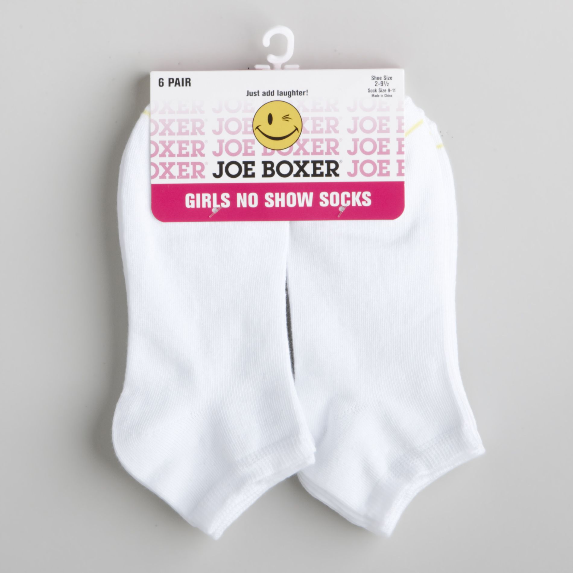 Joe Boxer Girl&#39;s 6-11 Six-Pair Solid No-Show Socks