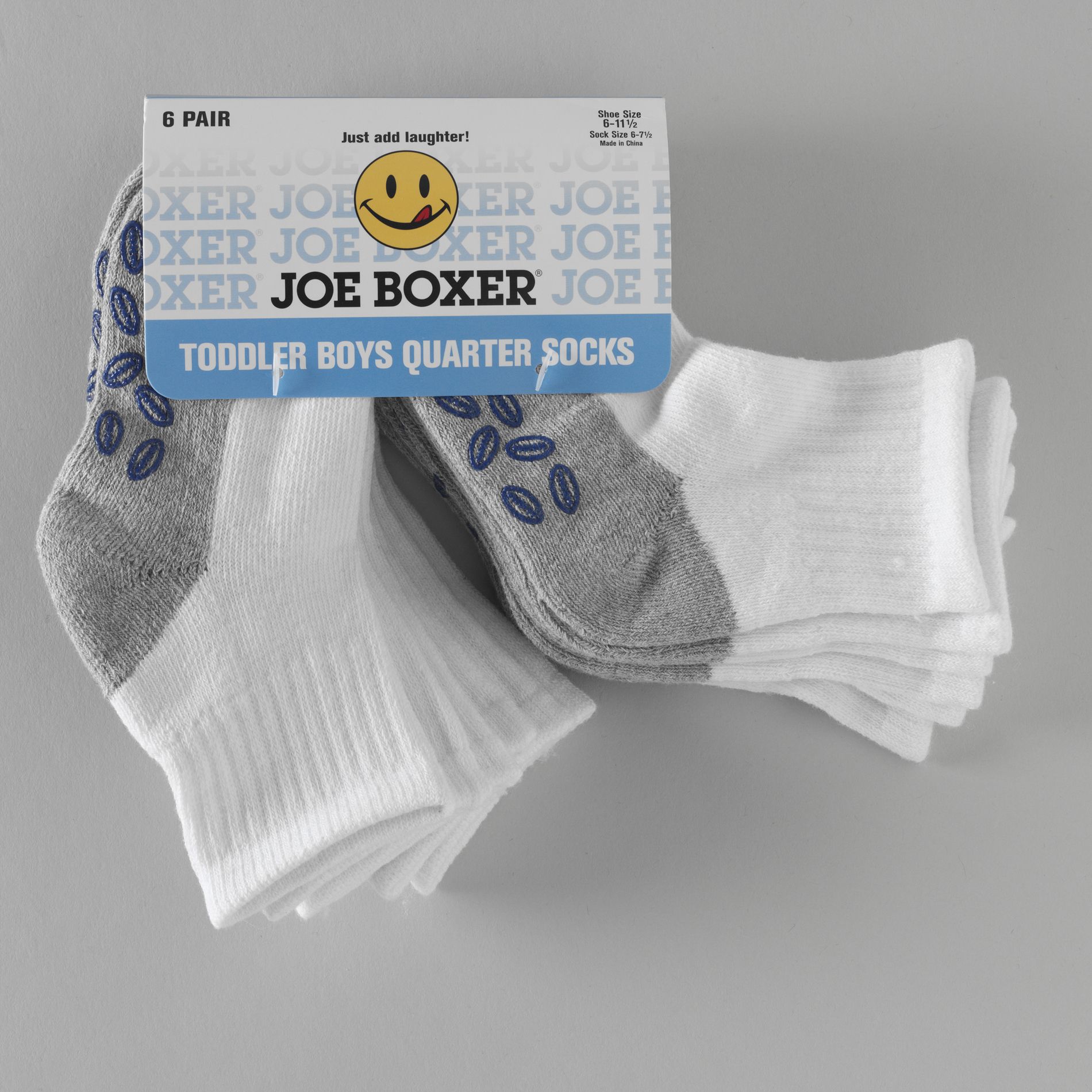 Joe Boxer Toddler Boy&#39;s 6 Pair Quarter Socks