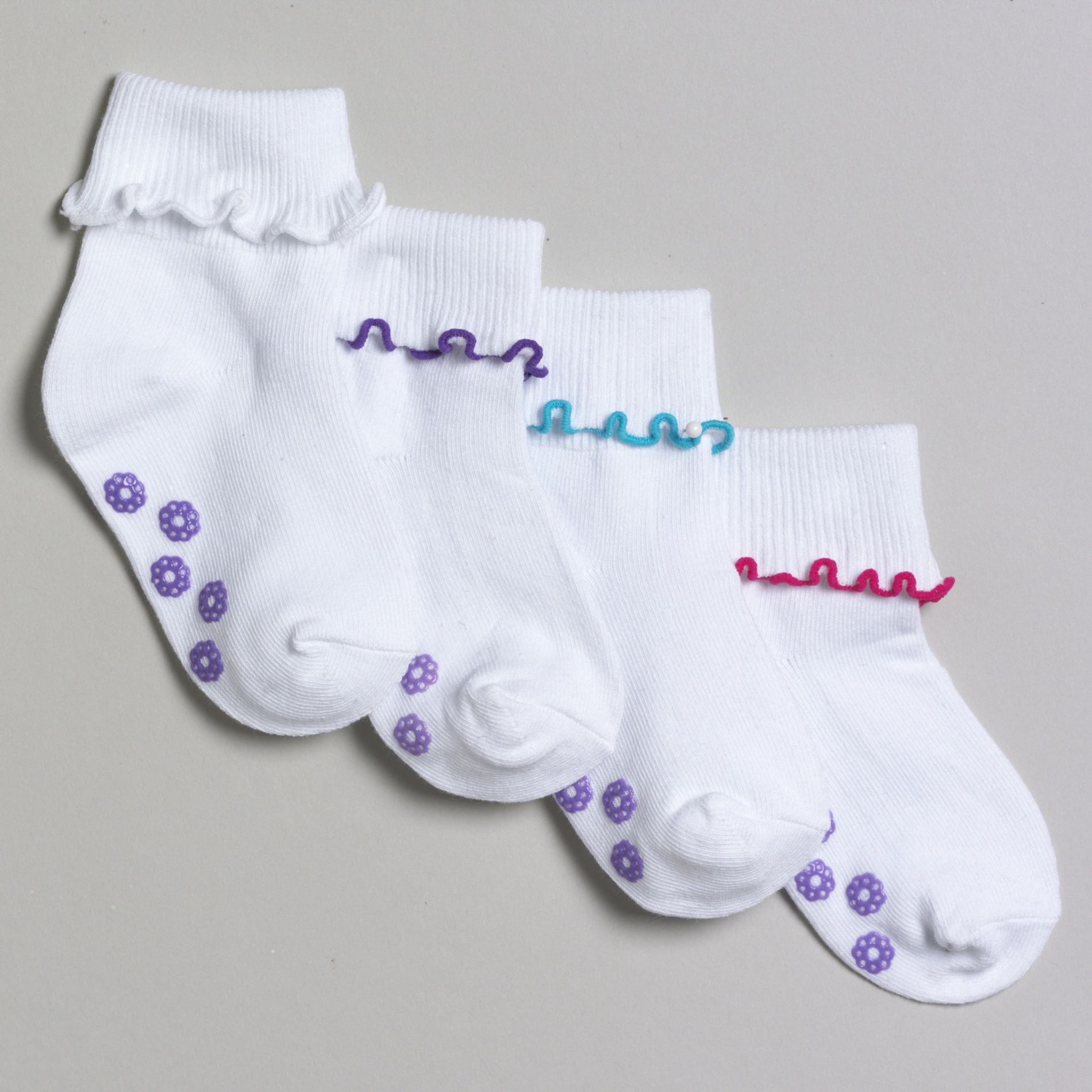 Joe Boxer Toddler Girl&#39;s 4 Pair Turn Cuff Socks