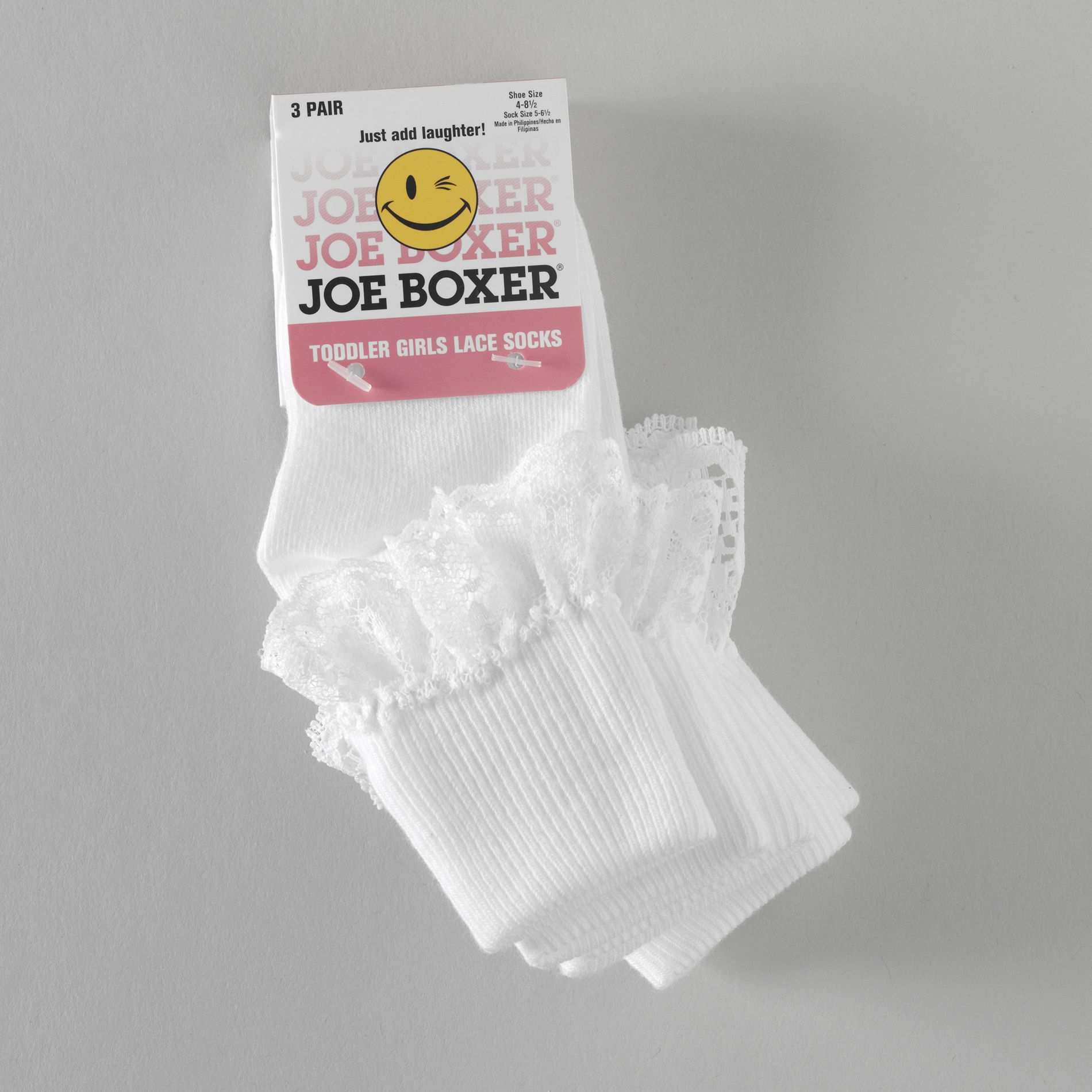 Joe Boxer Toddler Girl's 3 Pair Turn Cuff Socks