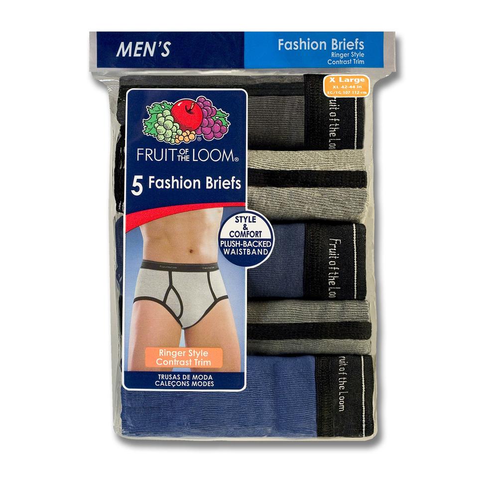 Fruit of the Loom Men's Fashion Ringer Briefs - 5 Pk Assorted Colors