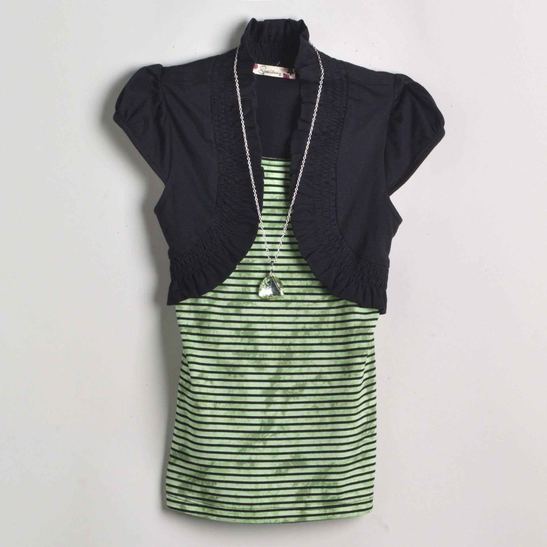 Bongo Girl&#39;s Plus Short Sleeve Stripe Shrug Dress