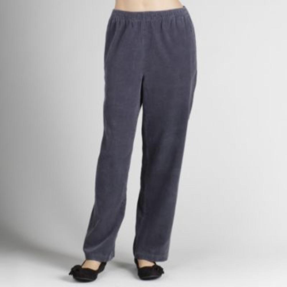 Basic Editions Women&#39;s Solid Corduroy Pull-On Pants