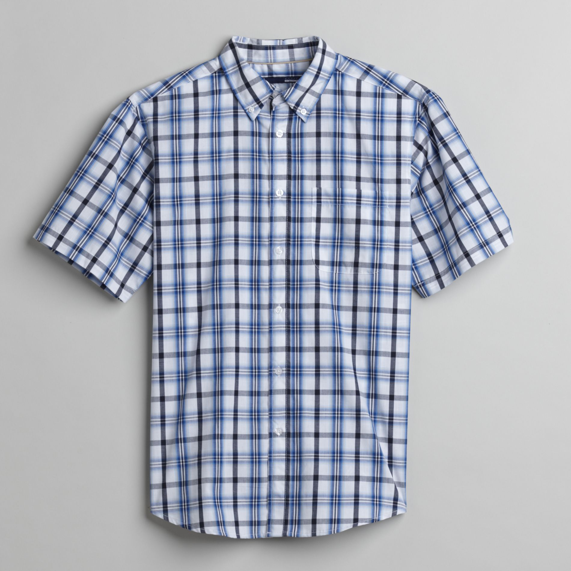 Basic Editions Men's Easy Care Short Sleeve Plaid Shirt