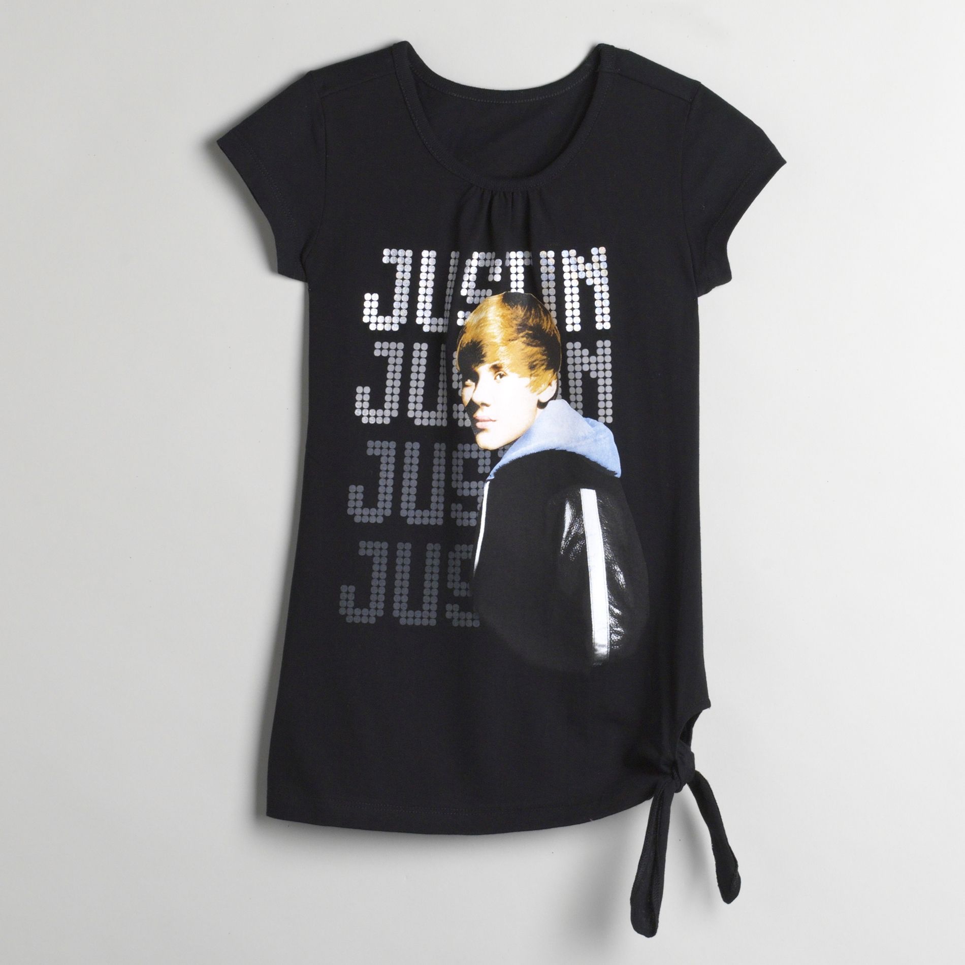 Justin Bieber Girl&#39;s 7-16 Corner Tie Tee