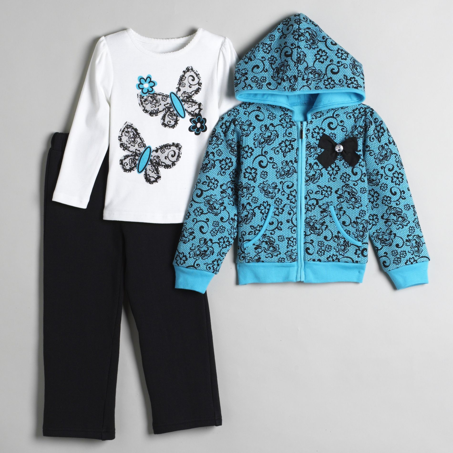 Young Hearts Infant & Toddler Girl&#39;s 3-Piece Hooded Jacket Set
