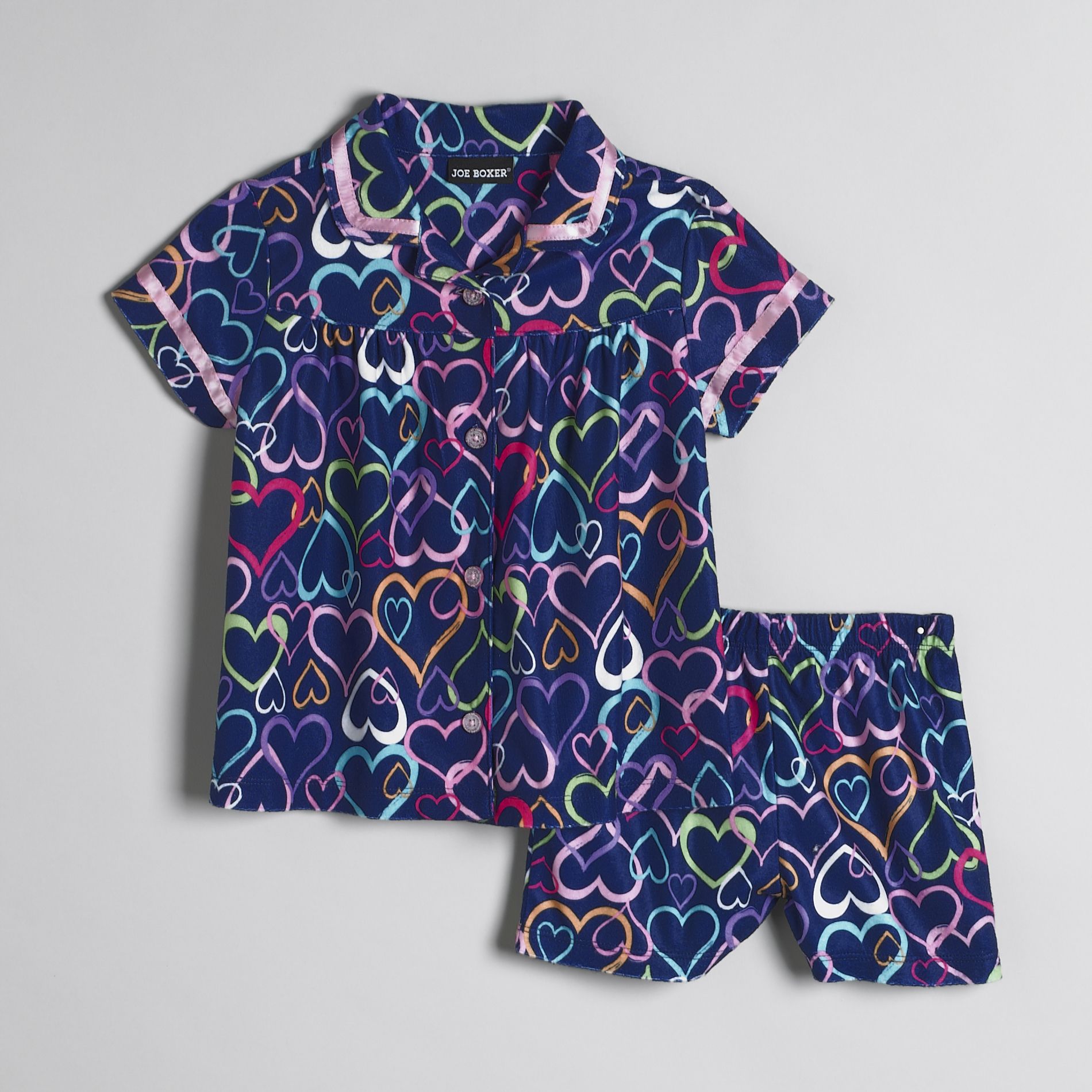 Joe Boxer Infant & Toddler Girl's Colorful Hearts Short Length Flannel Pajamas