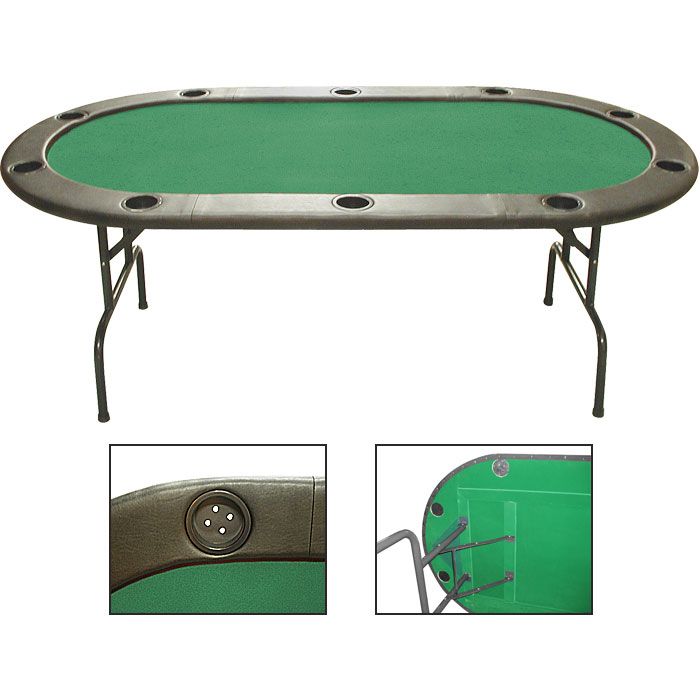 Trademark Global Full Size Texas Holdem Green Felt Poker Table 83 x 44