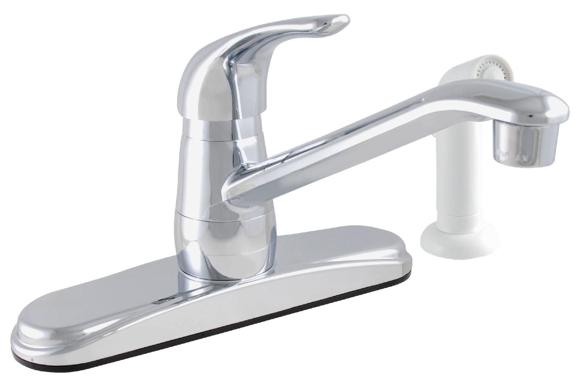 Exquisite Kitchen Faucet Single Handle and White Side Spray Chrome