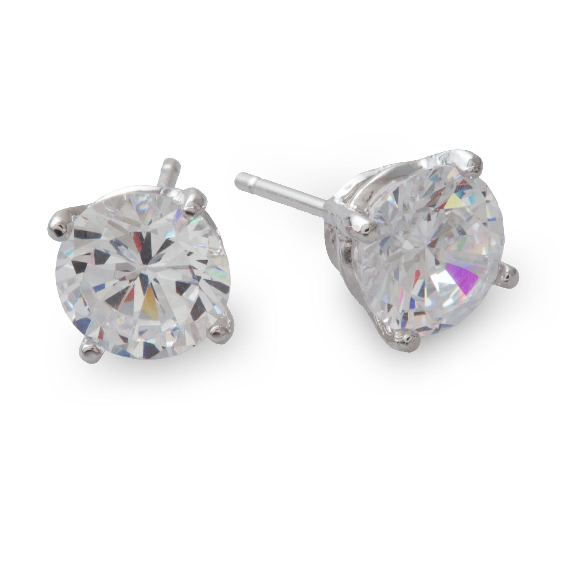 Cubic Zirconia Clutchless Hoop Earrings in Sterling Silver   Jewelry   Earrings   Sterling Silver
