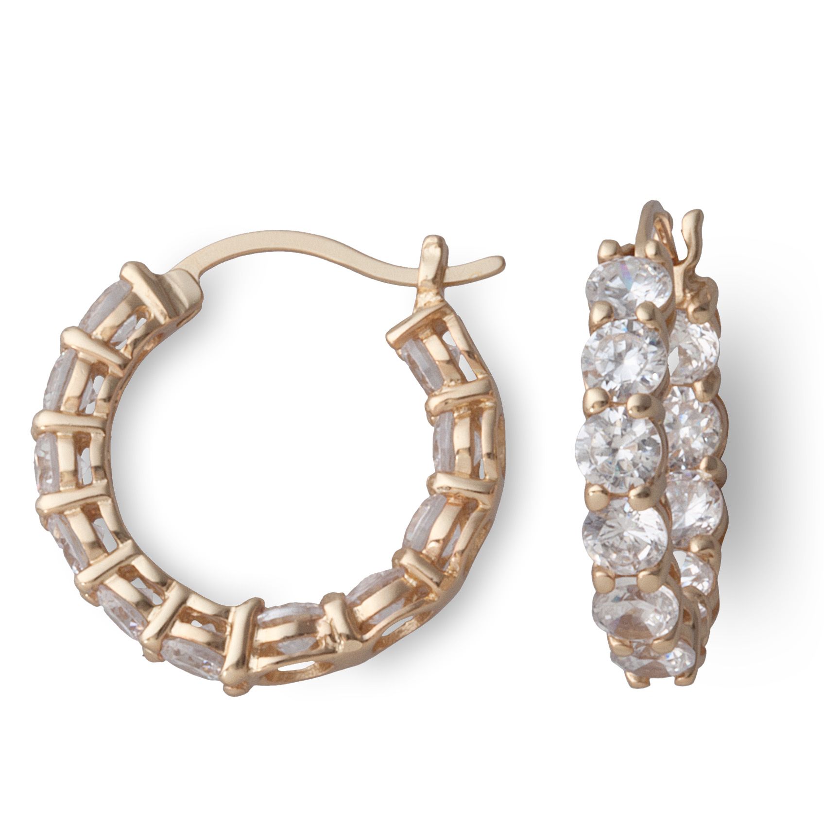 Diamonesse 18kt Gold Over Sterling Silver Cubic Zirconia Hoop Earrings