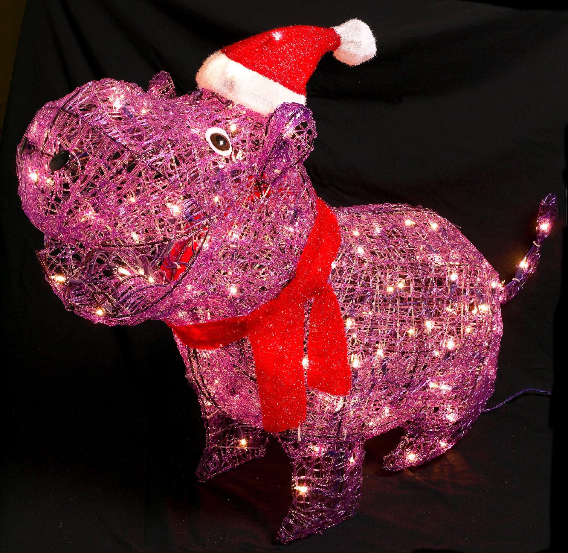 Trim A Home® 36in Lighted Christmas Acrylic Purple Hippo