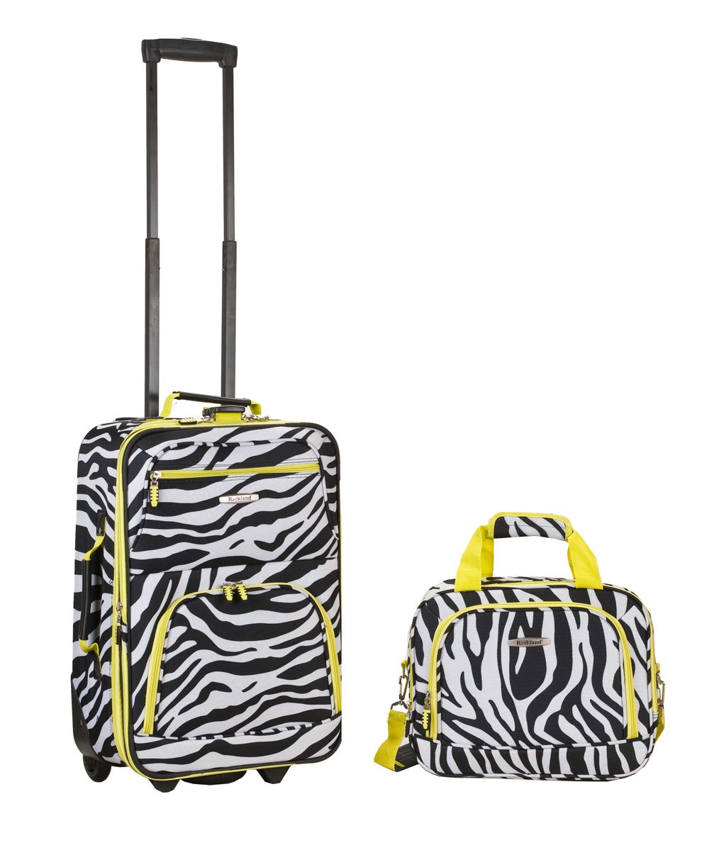 Rockland Fox Luggage 2 PC LIME ZEBRA LUGGAGE SET