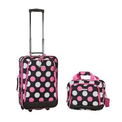Rockland Fox Luggage Fox Luggage Inc Rockland F102-Mulpinkdot 2 Pc Multi Pink Dot Luggage Set