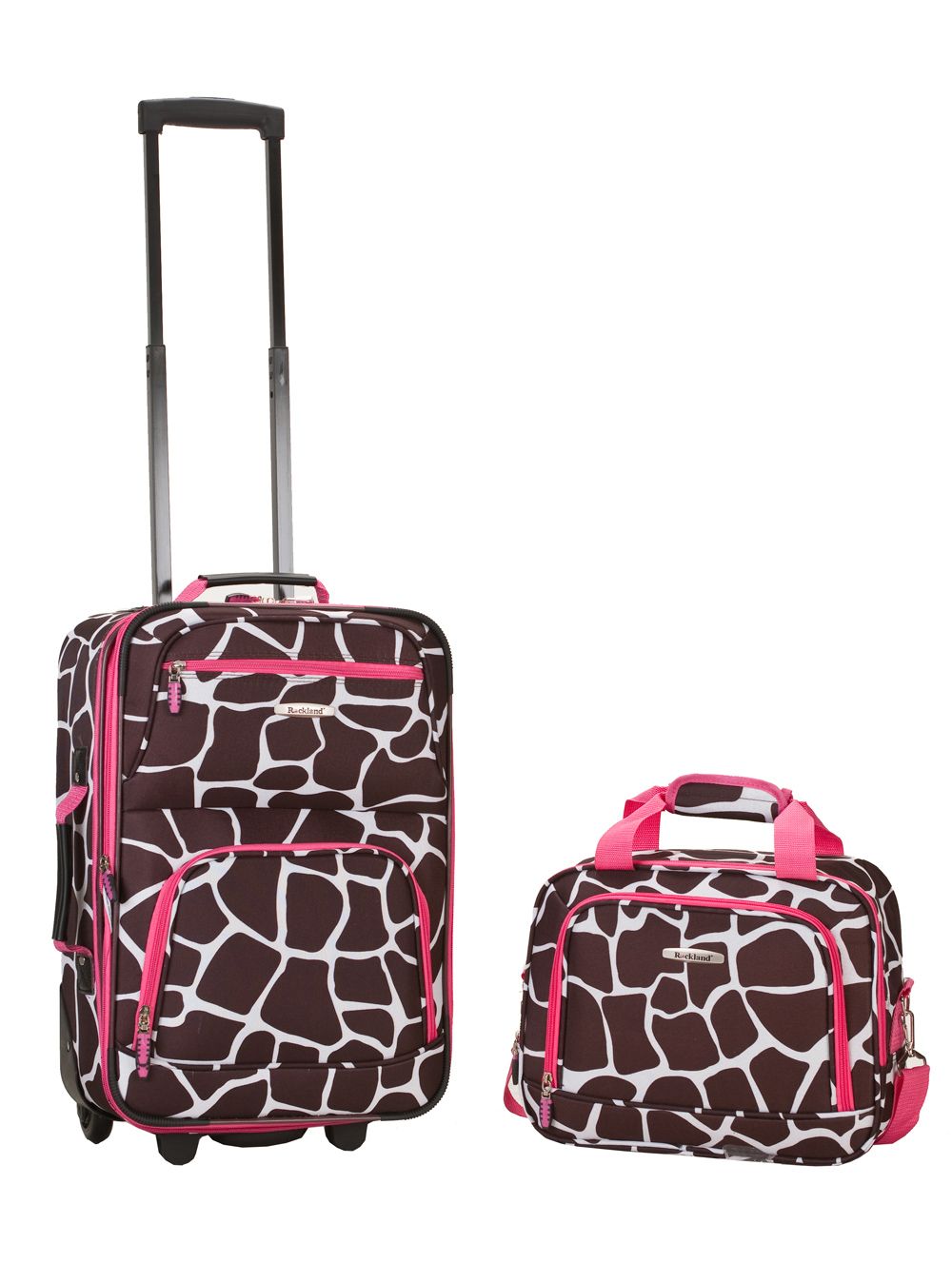 Rockland Fox Luggage 2-Piece Luggage Set - Pink Giraffe