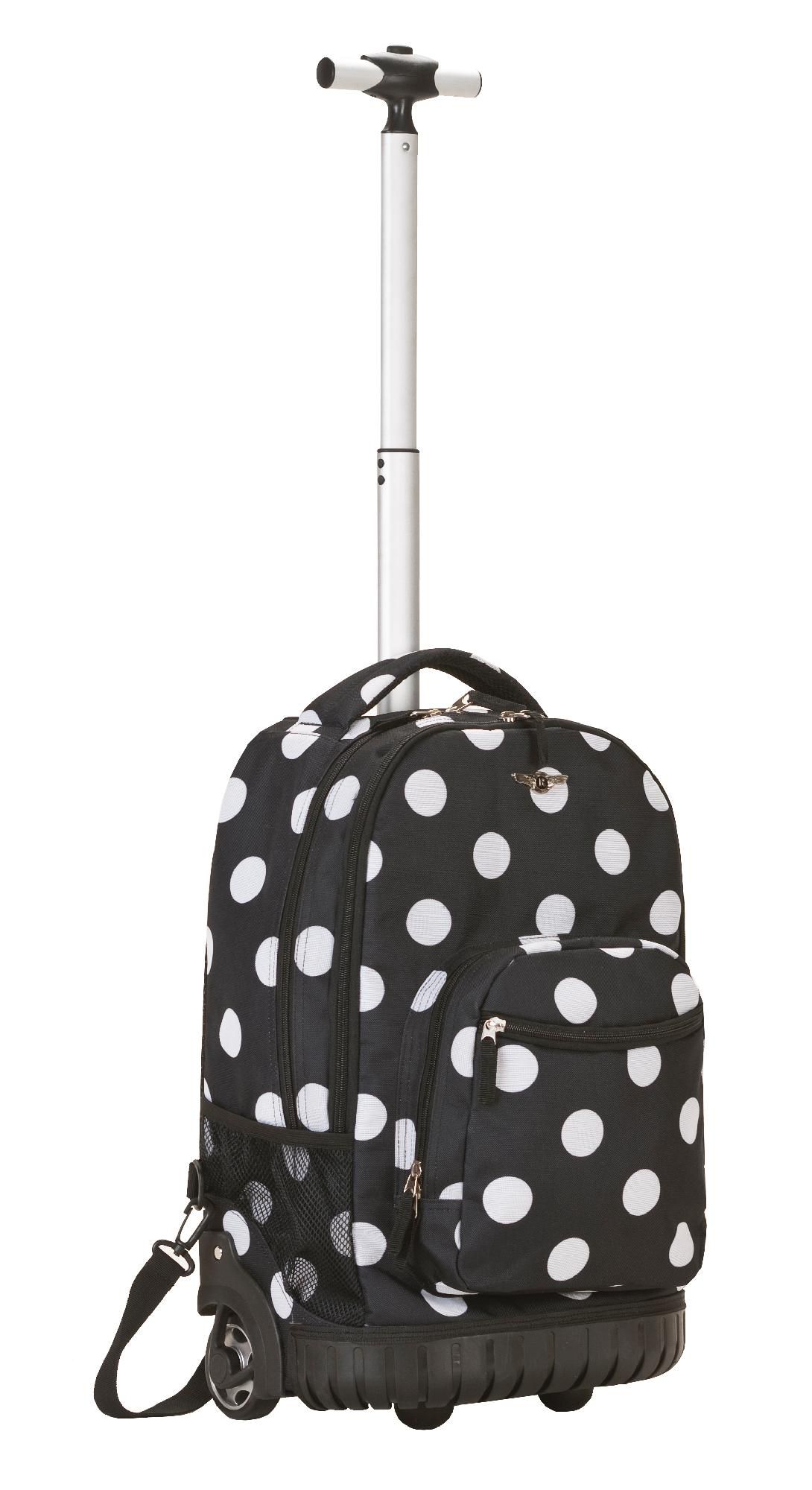 Rockland Fox Luggage 19" Rolling Backpack, Black Dot