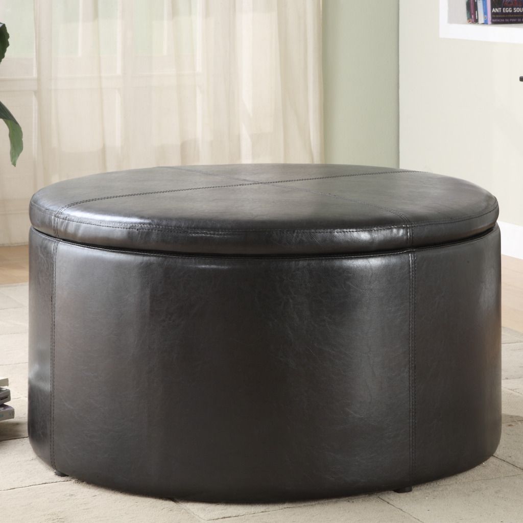 Oxford Creek Contemporary Dark Brown Round Storage Cocktail Table with