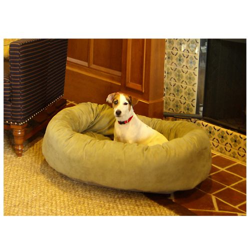Majestic Pet  40in Bagel Dog Pet Bed Suede Sage
