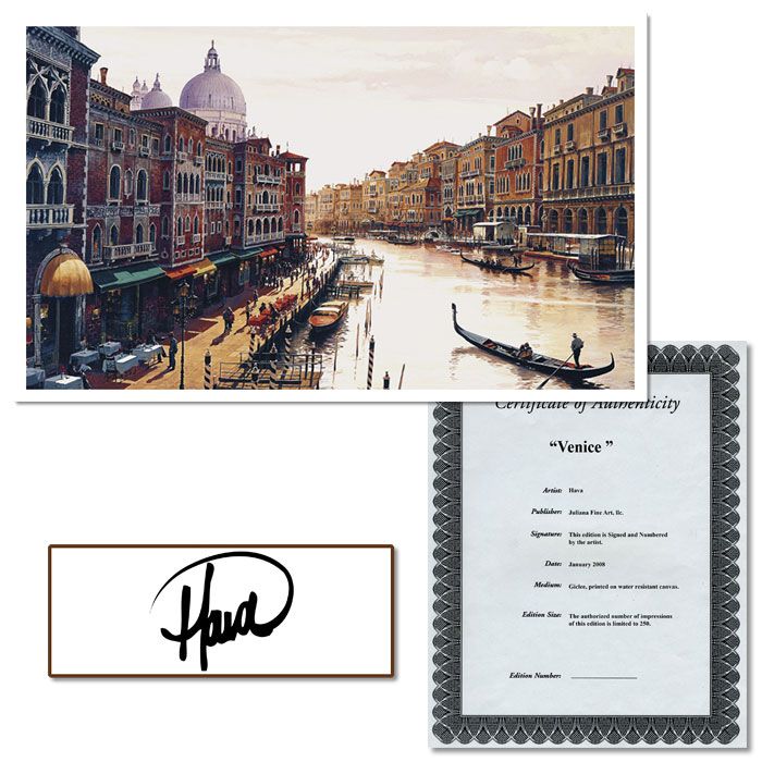 Trademark Global 14x19 inches "Venice" by Hava  Signed w/ COA