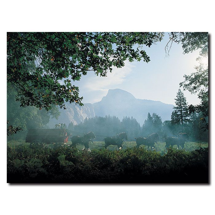 Trademark Global 18x24 inches "Clydesdales in the Misty Mountains"