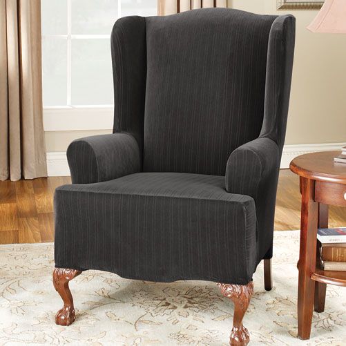 Sure Fit STRETCH PINSTRIPE WING CHAIR SLIPCOVER