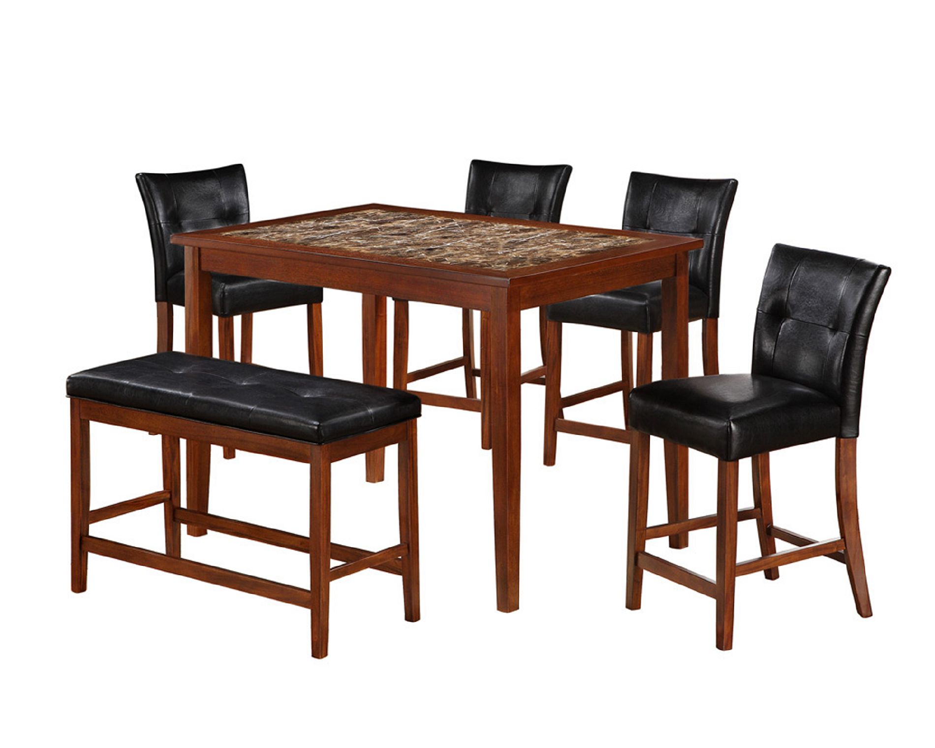 5pc Faux Marble Dining Table Set