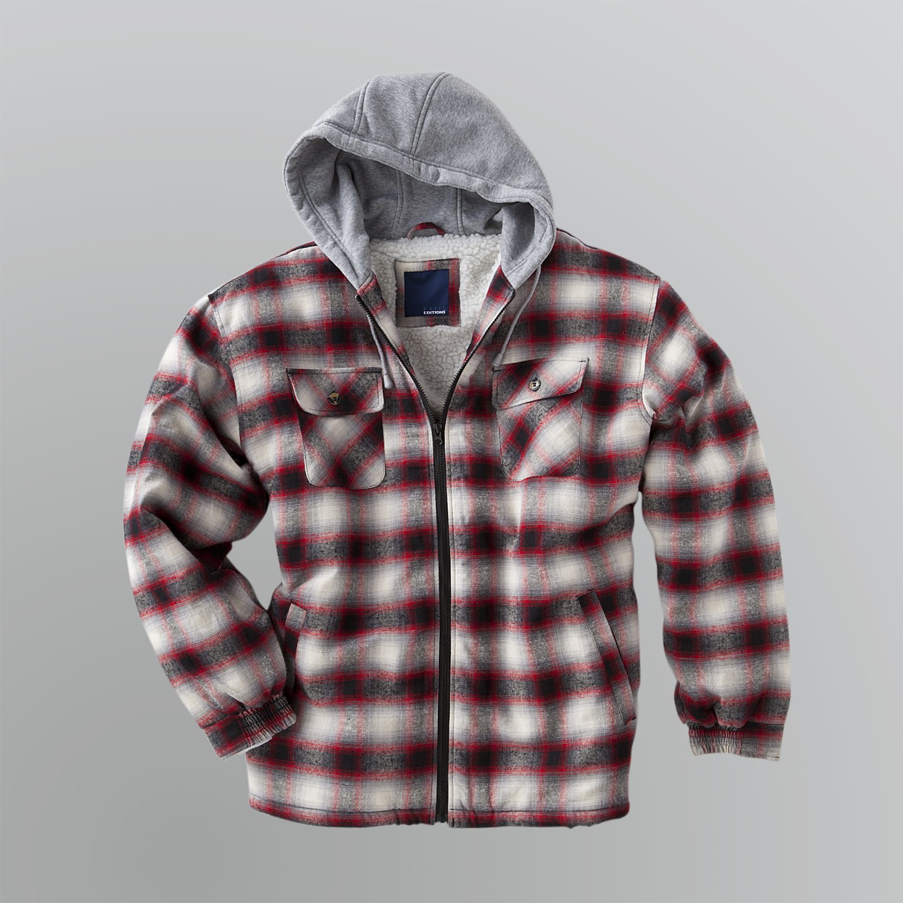 Basic Editions Men's Flannel Jacket with Sweat Shirt Hood