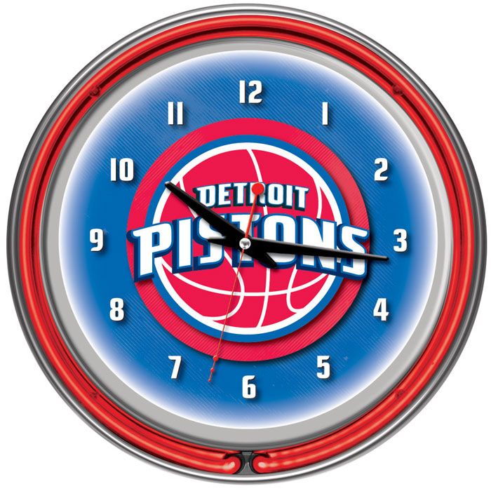 NBA(CANONICAL) Detroit Pistons Double Ring Neon Clock