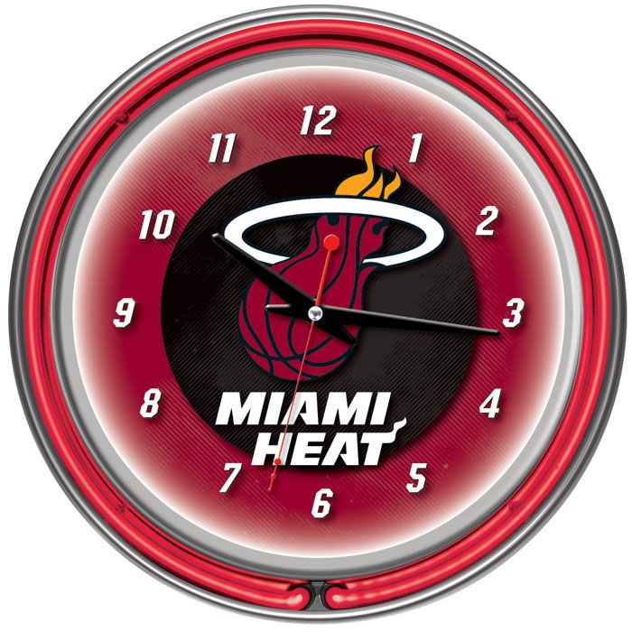NBA(CANONICAL) Miami Heat Double Ring Neon Clock