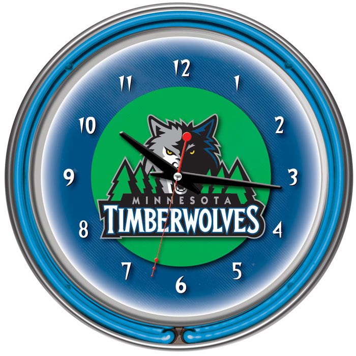 NBA(CANONICAL) Minnesota Timberwolves Double Ring Neon Clock
