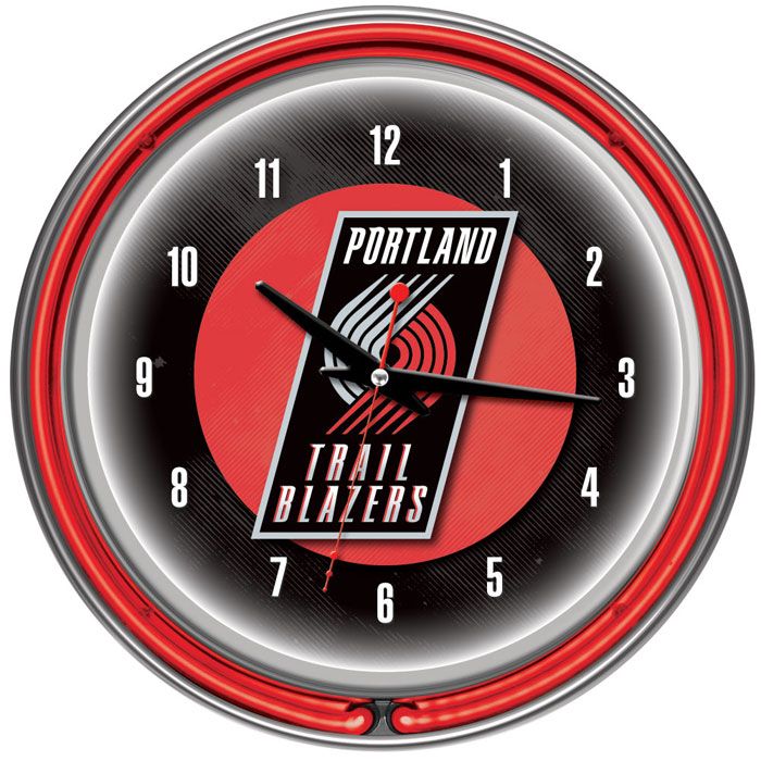 NBA(CANONICAL) Portland Trail Blazers Double Ring Neon Clock