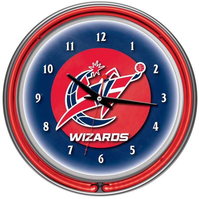 NBA(CANONICAL) Washington Wizards Double Ring Neon Clock