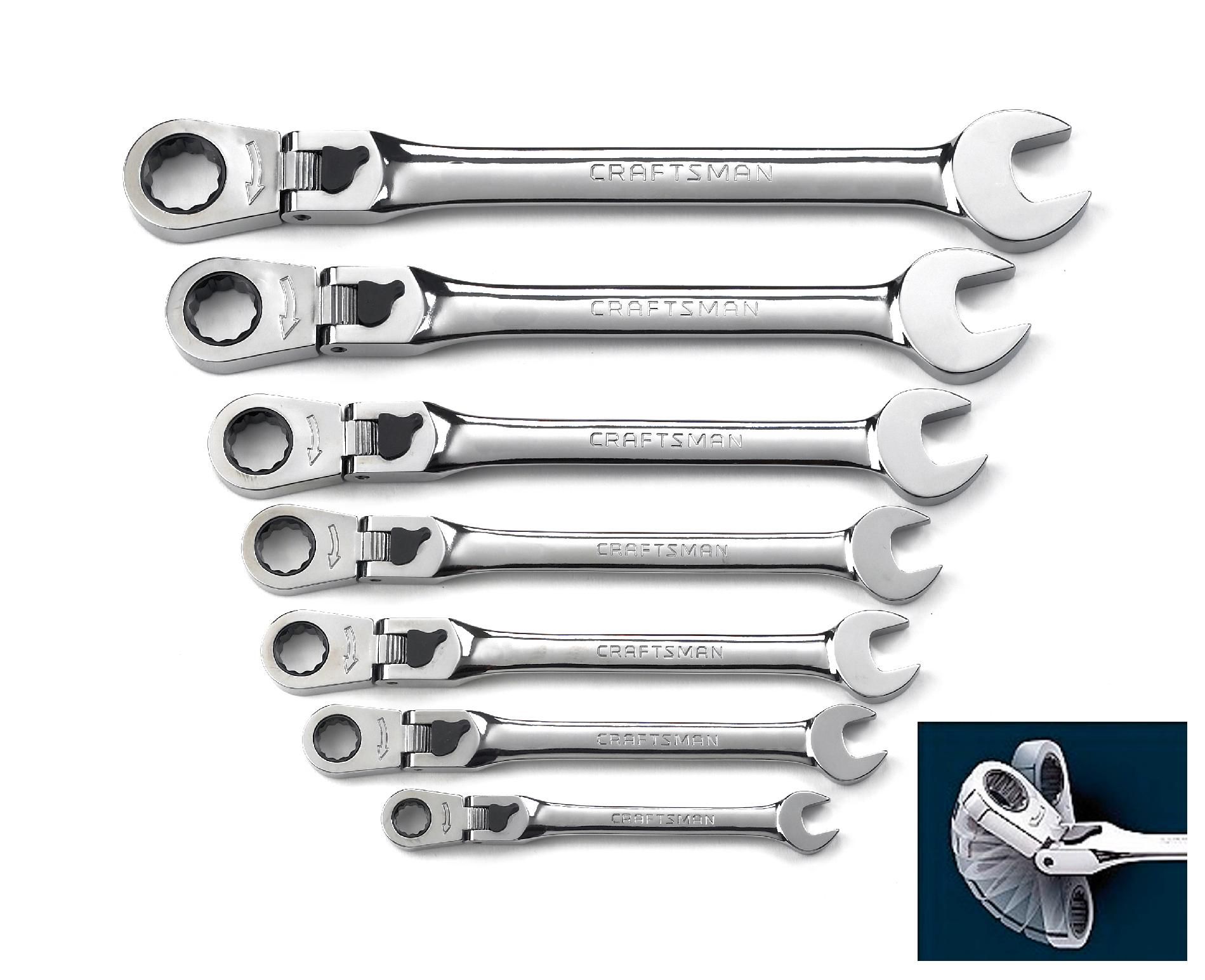 Craftsman 7 pc. Metric Locking Flex Ratcheting Combination Wrench Set