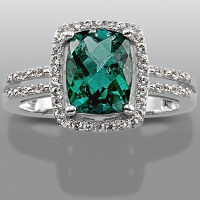 Lab Created Emerald & Lab Created White Sapphire Ring