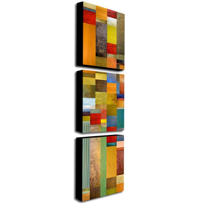Trademark Global Michelle Calkins 'Color Panels Olive Stripes' Canvas Art Set