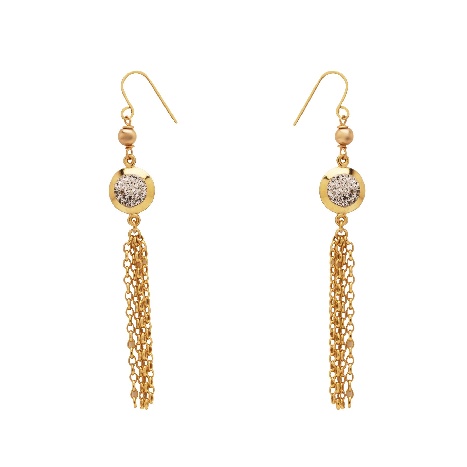 Gold and Silver Bezel Set Crystal Earring