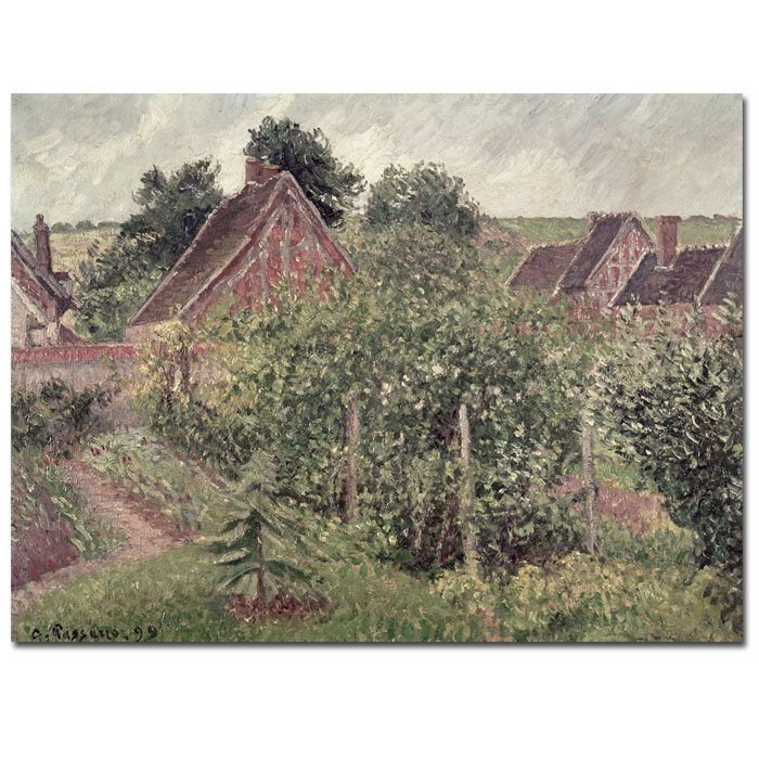 Trademark Global 18x24 inches Camille Pissarro "Landscape with Cottage Roofs 1889"