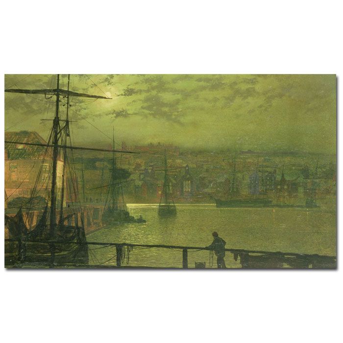 Trademark Global 18x32 inches John Grimshaw "A View of Whitby Harbor at Moonlight"