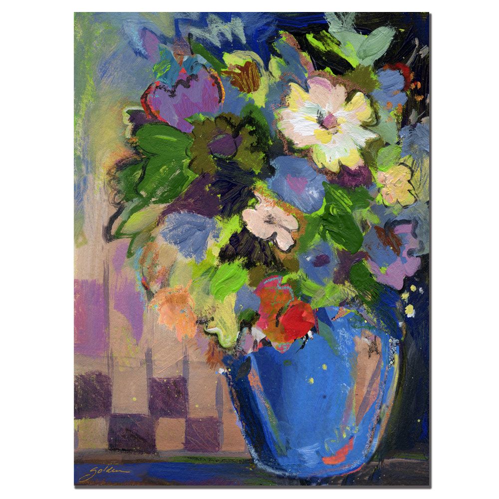 Trademark Global Sheila Golden 'Cobalt Vase with Purple' Canvas Art