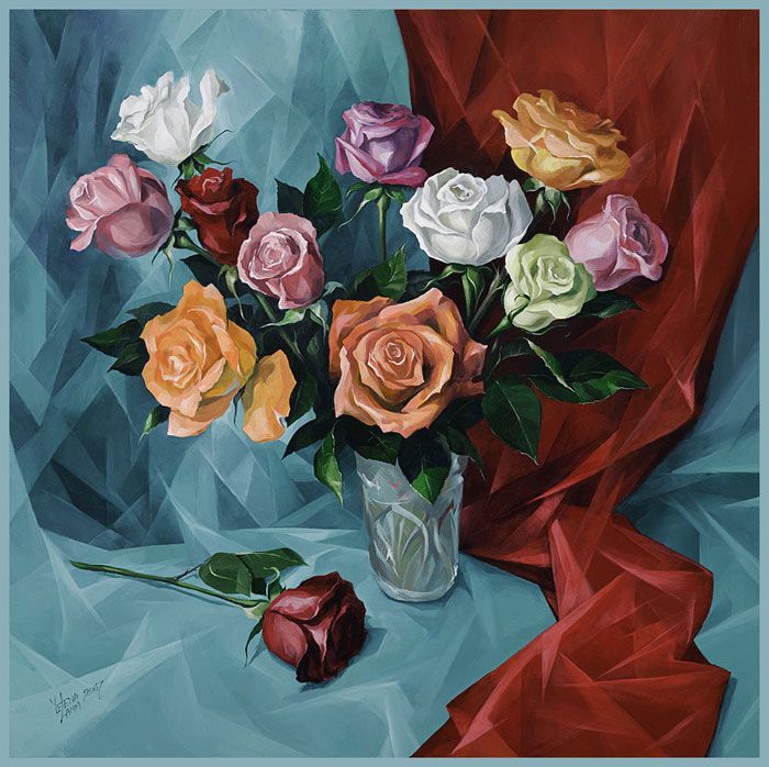 Trademark Global 18x18 inches A Dozen Roses by Yelena Lamm