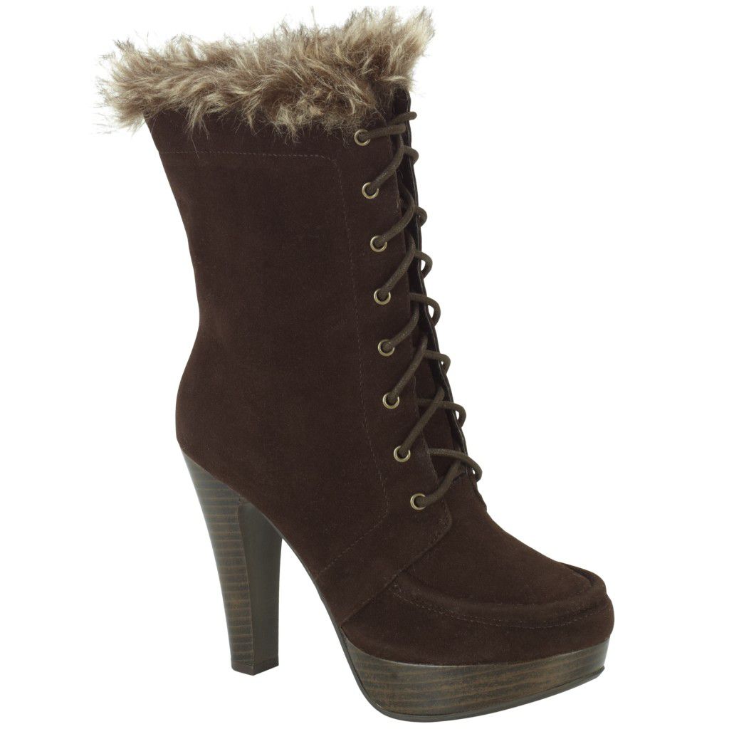 Qupid Women's Phoebe Platform Fur Boot - Brown