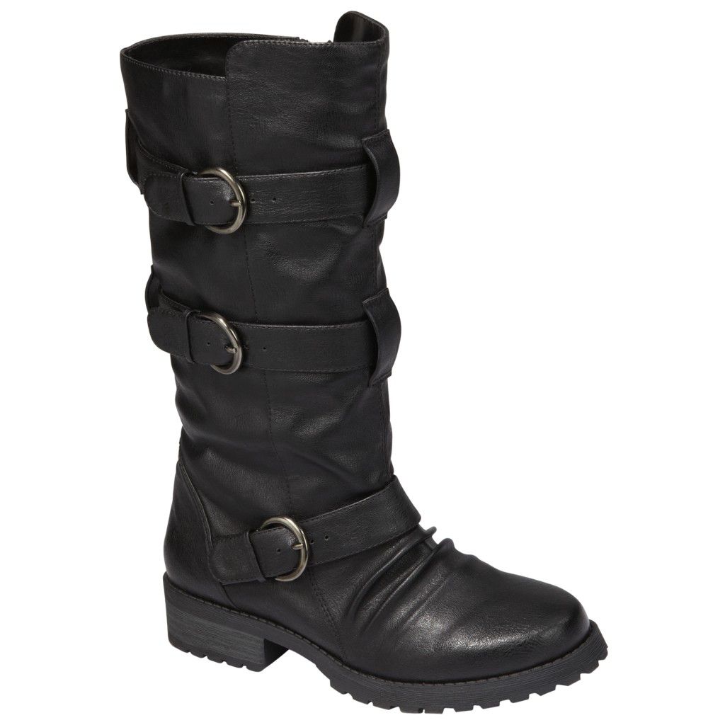 Qupid Women's Montage Three Buckle Casual Boot - Black