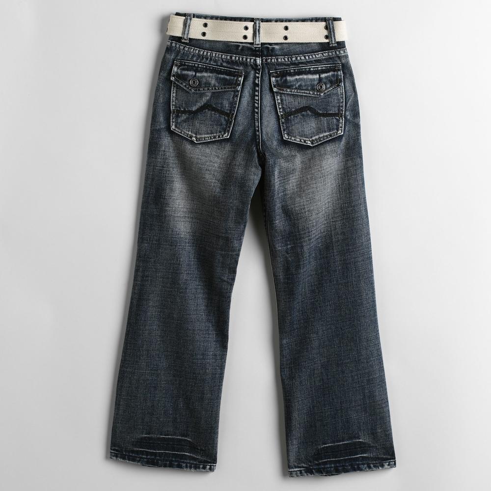 Route 66 Boy's Fashion Bootcut Denim Jeans With Belt